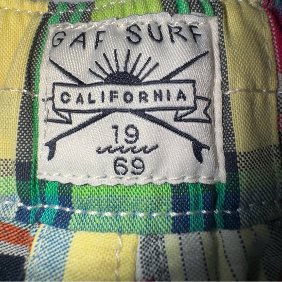 GAP Blue and Green Swim Trunks Vibrant Patchwork Design - Picture 6 of 7